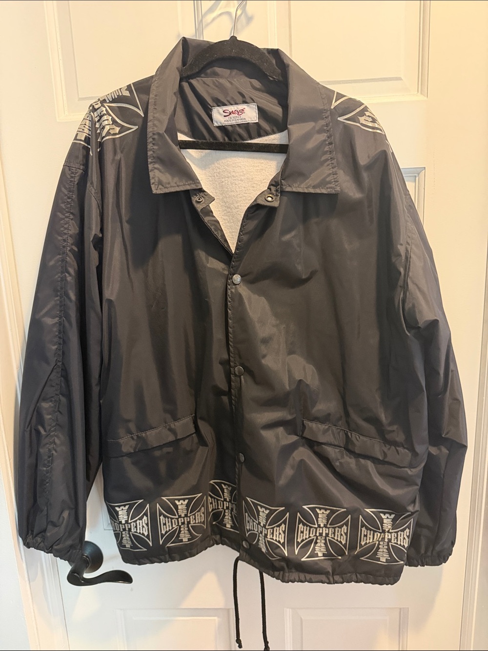 Choppers Black Men's Windbreaker Jacket by Snap